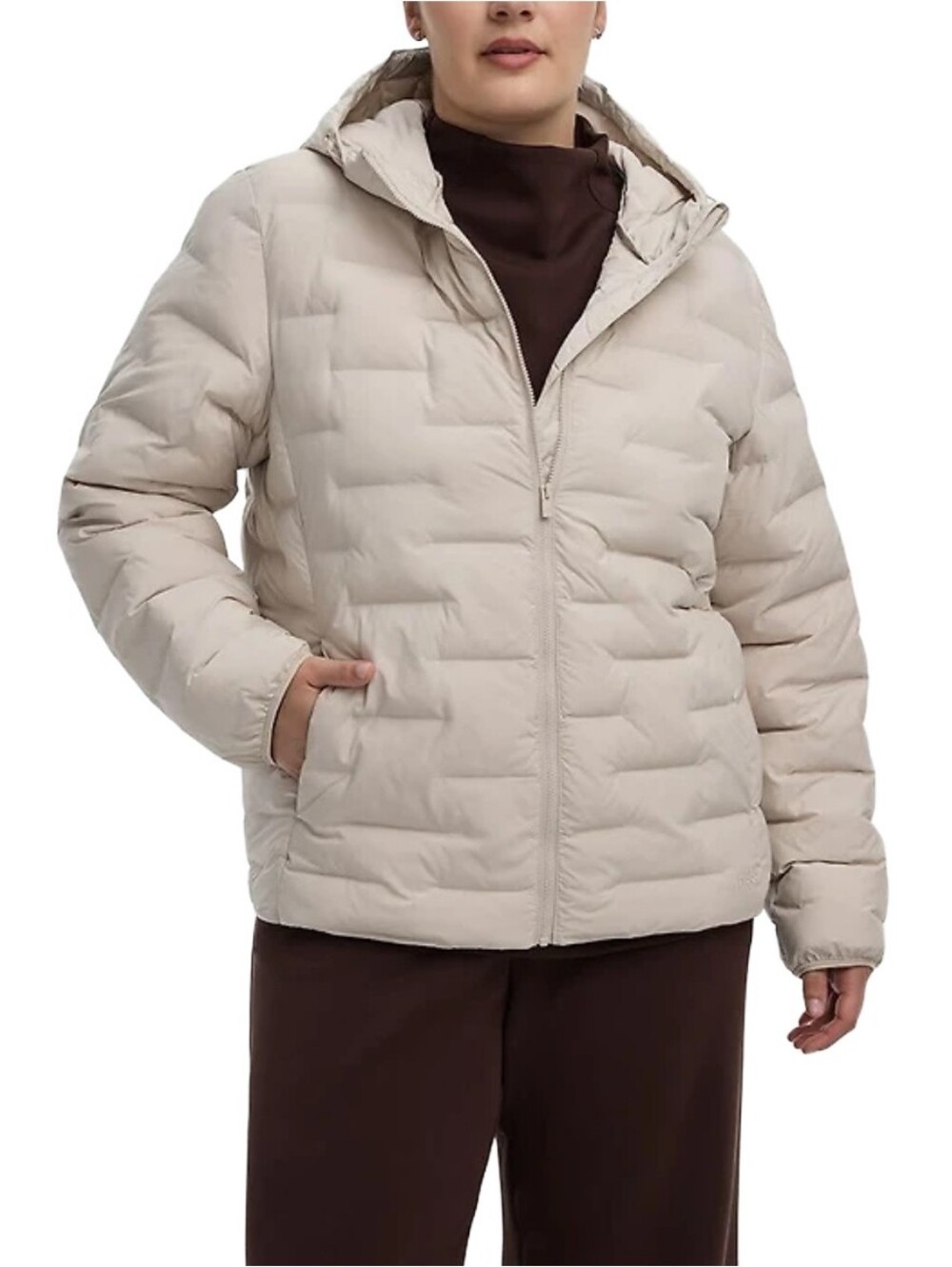 Hyba Women's Cream Quilted Hooded Puffer Jacket NWOT Size 2X